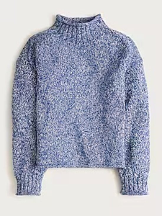 J. Crew Sweaters - J Crew Marled Navy 2025 rollneck oversized sweater Small